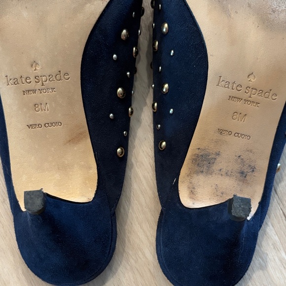 Kate Spade Navy Heels with Gold Beaded Accent Details - Picture 4 of 5